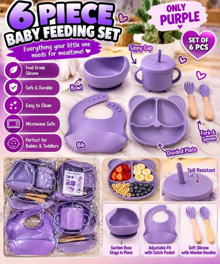 Baby Silicone Feeding Set - 6 Piece