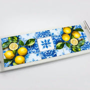 Ceramic Tile Serving Tray - Stainless Steel Handles