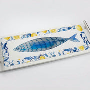 Ceramic Tile Serving Tray - Stainless Steel Handles