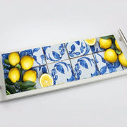 Ceramic Tile Serving Tray - Stainless Steel Handles