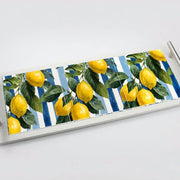 Ceramic Tile Serving Tray - Stainless Steel Handles