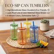 Colourful Glass Smoothie Cups – 4 Piece Set