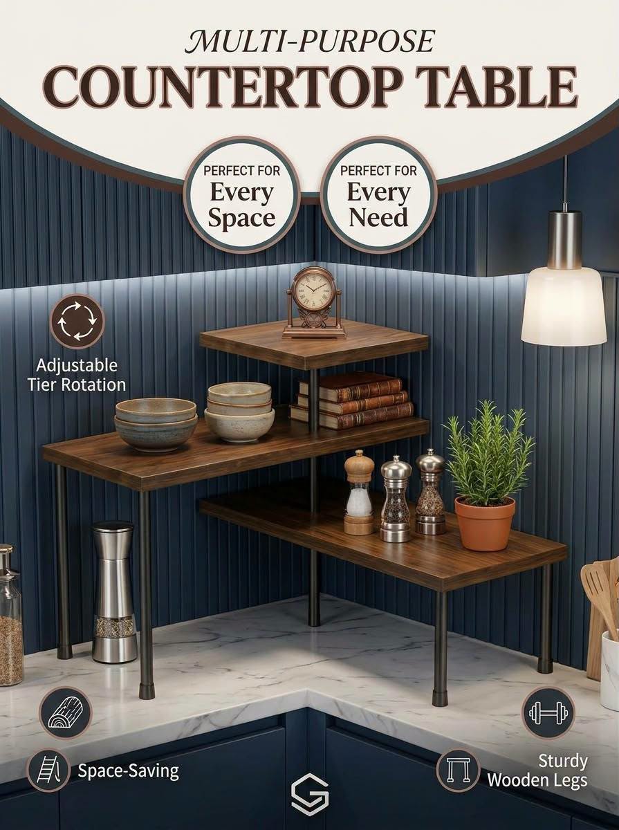 Multipurpose 3-Tier Countertop Shelf