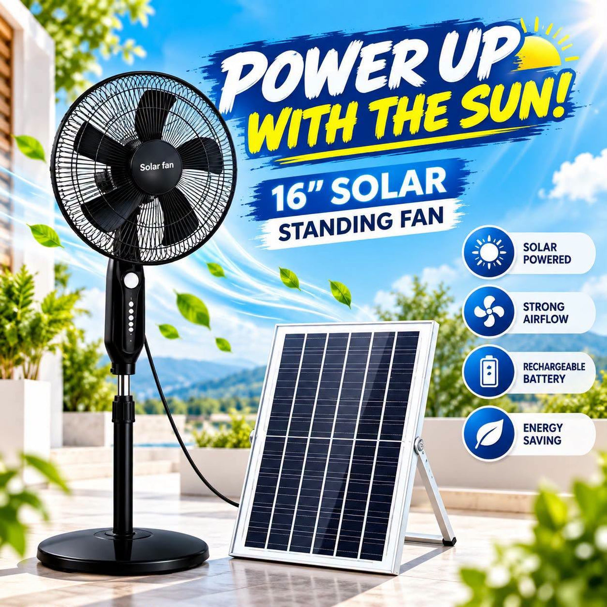 16 Inch Condere Solar Standing Fan