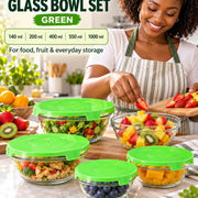 Glass Bowl Sets with Lids – 5 Piece Set