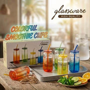 Colourful Glass Smoothie Cups – 4 Piece Set