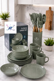 16-Piece Dinner Plate Set And 12-Piece Silicone Kitchen Utensil Set