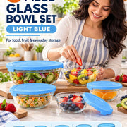Glass Bowl Sets with Lids – 5 Piece Set