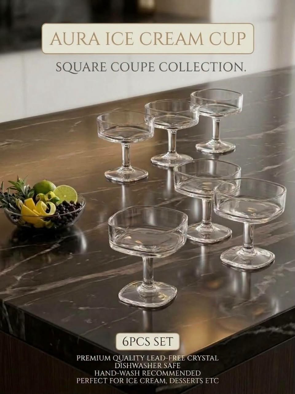 Square Aura Dessert Cups – Set of 6