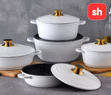 SH 11-Piece Cast Iron Cookware Pot Set