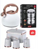 Bread Bin, Coffee Bean Grinder And Stainless Steel Kettle Combo