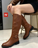 Ladies’ Knee-High Buckle Boots