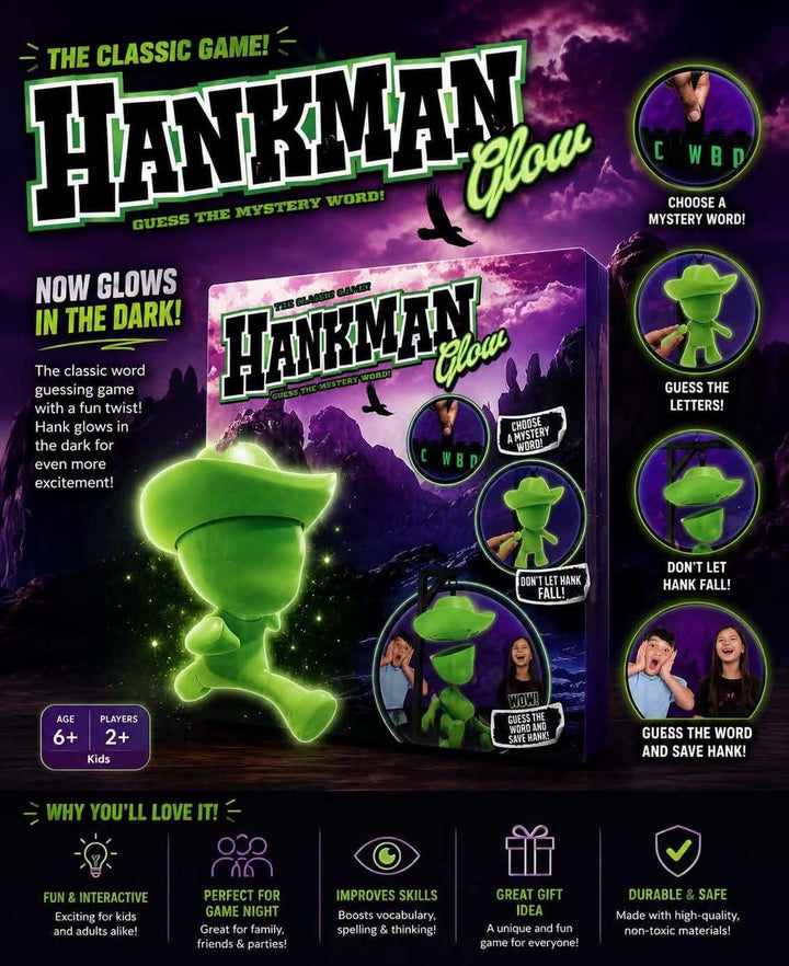 Hankman Glow – Glow-in-the-Dark Word Guessing Game