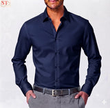 Men’s ST Formal Button-Up Collar Long Sleeve T-Shirt