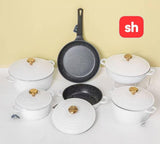 SH 11-Piece Cast Iron Cookware Pot Set