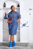 Ladies’ Midi Button-Up Jean Dress With Pockets