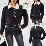 Women’s Button-Up Denim Jacket With Fur Collar
