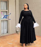 AT Ladies Long Sleeve Bell Cuff Maxi Dress