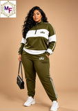 Ladies’ MF Two-Tone Plus-Size Two-Piece Tracksuit Set