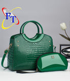 Ladies’ Crocodile-Texture Two Piece Handbag Set