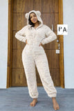 Ladies’ Fluffy Onesie With Ears On Hood