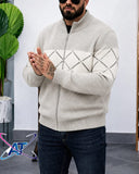 Men’s Zip-Up Knitwear Jacket With Zigzag Lines