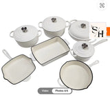 11 Piece Enamel Cast Iron Casserole Cookware Set