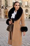 Ladies’ AC Long Coat Jacket With Fluffy Collar And Sleeves