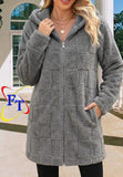 Ladies’ FT Long Fluffy Block Pattern Jacket