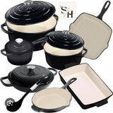 11 Piece Enamel Cast Iron Casserole Cookware Set