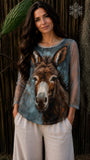Rustic Donkey Portrait Mesh Top
