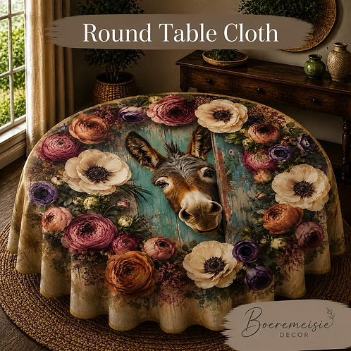 Round Table Cloth Flower Donkey