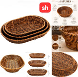 SH 3 Piece Dark Brown Rattan Multifunctional Basket Set