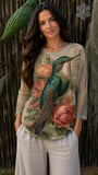 Sage Hummingbird Botanical Mesh Top