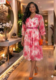 Ladies’ Elegant Pink Floral Dress
