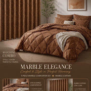 Marble Comforter & Matching Curtain Combo