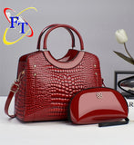 Ladies’ Crocodile-Texture Two Piece Handbag Set