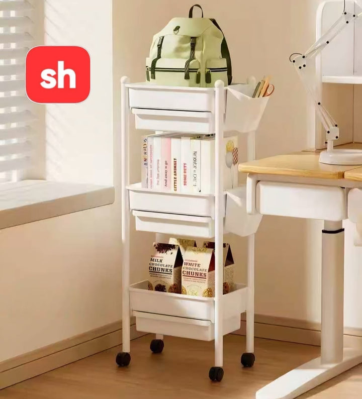 SH 3-Tier Trolley Cart Organizer with Wheels & Drawers