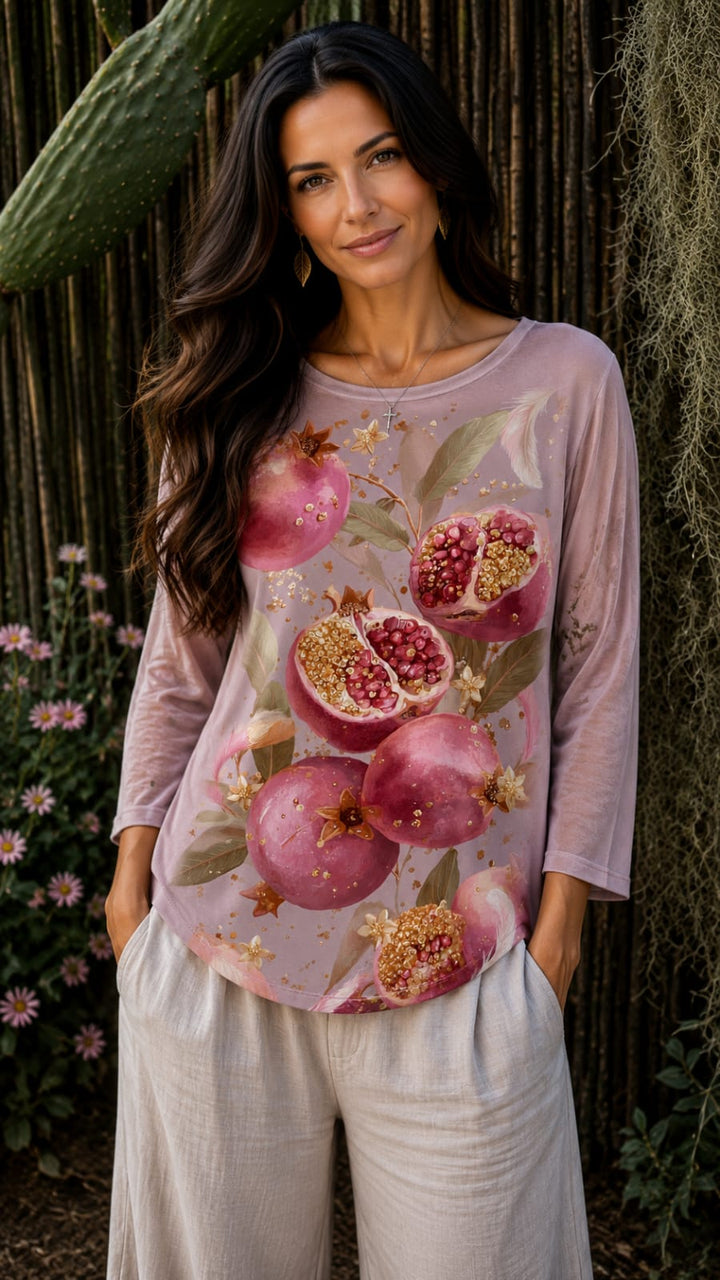 Blush Pomegranate Garden Mesh Top