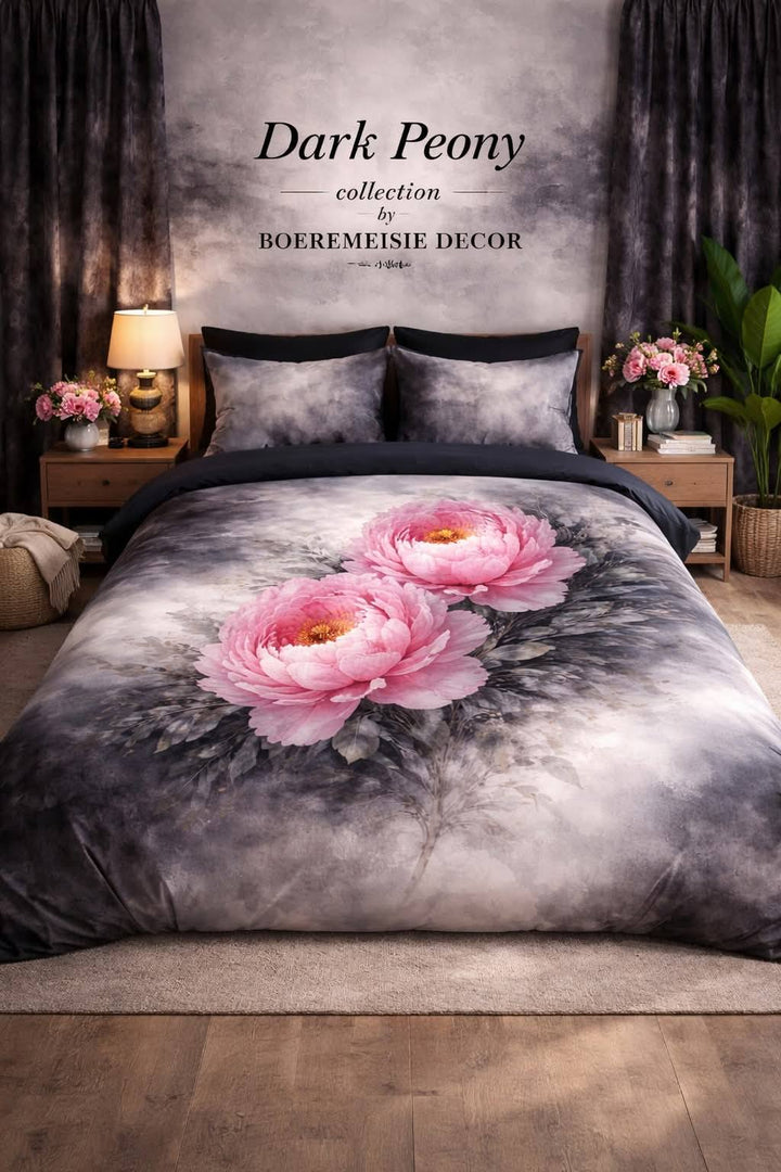 Dark Peony Duvet Set