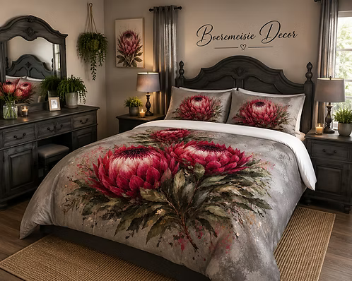 Dark Pink Protea - Duvet Set