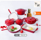 11 Piece Enamel Cast Iron Casserole Cookware Set