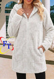 Ladies’ FT Long Fluffy Block Pattern Jacket
