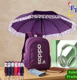 Adult Umbrella, Backpack And Headphones Combo