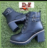 Ladies’ DF Zip-Up Lace And Double Buckle Boots