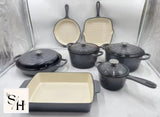 11 Piece Enamel Cast Iron Casserole Cookware Set