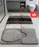 SH 3 Piece Marble Bathroom Mat Set
