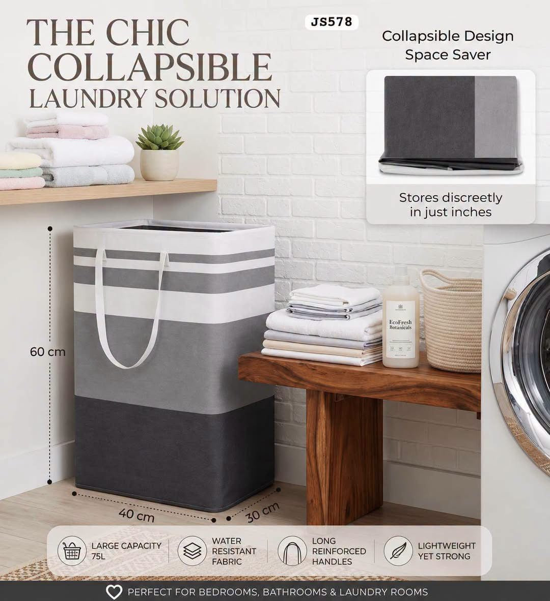 Collapsible 75L Laundry Basket