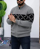 Men’s Zip-Up Knitwear Jacket With Zigzag Lines