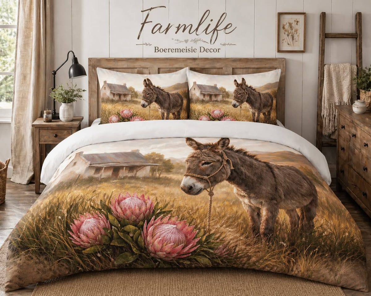 Farmlife Donkey & Protea - Duvet Set